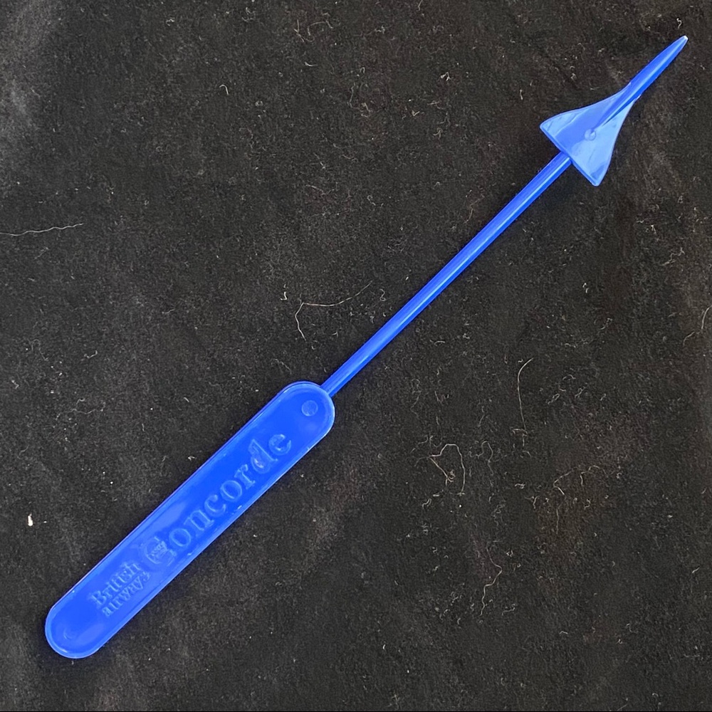 Vintage 70’s-80’s, Blue British Airways Concorde Drink Stirrer/Swizzle Stick.